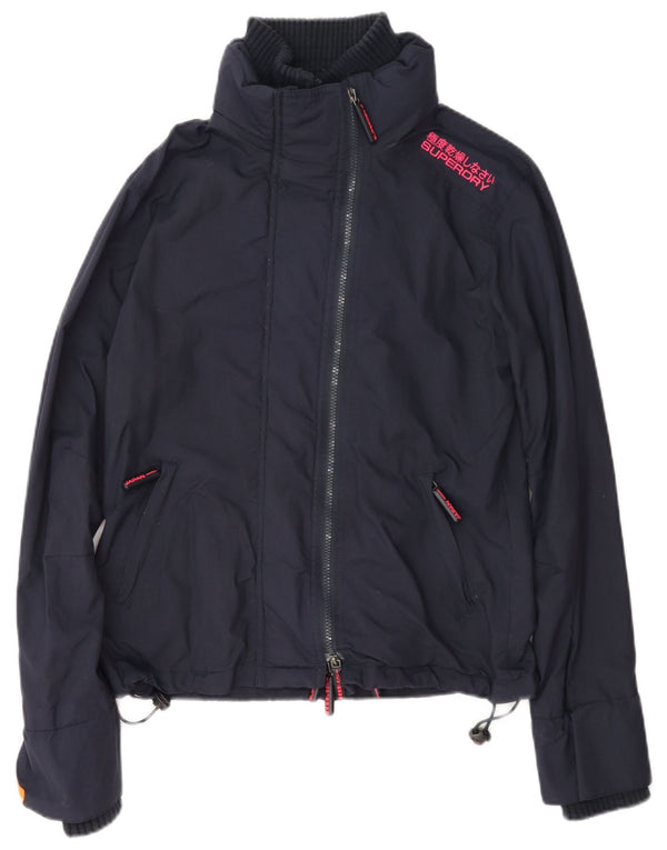 Giacca antipioggia da donna Superdry UK 14 nylon blu navy medio