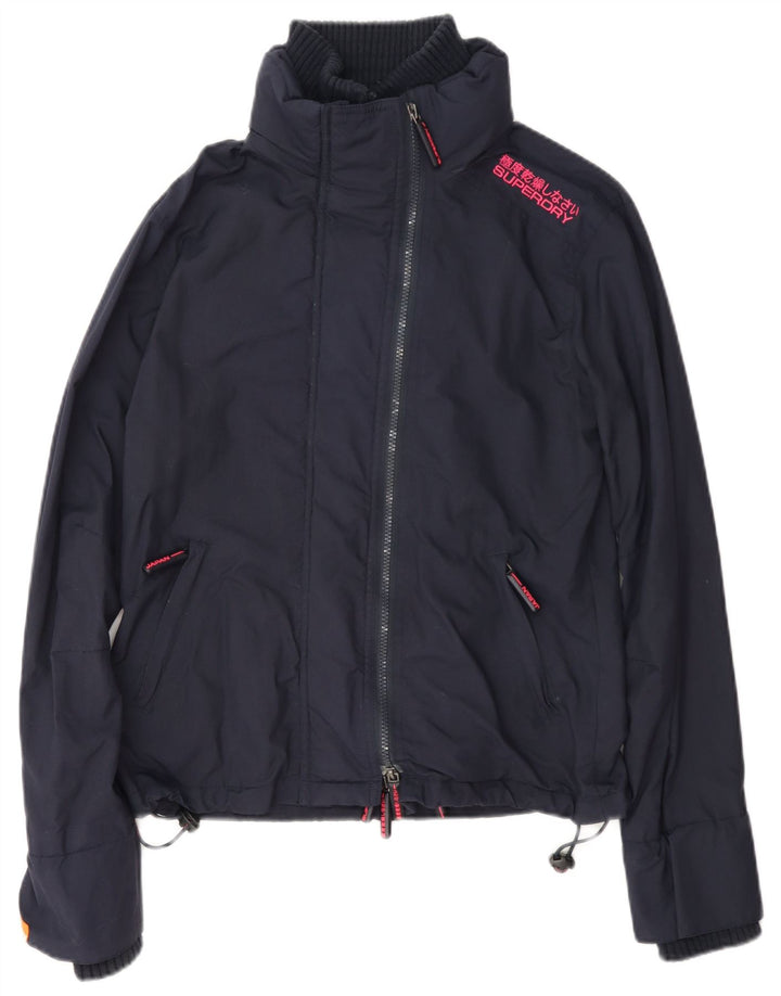 Giacca antipioggia da donna Superdry UK 14 nylon blu navy medio