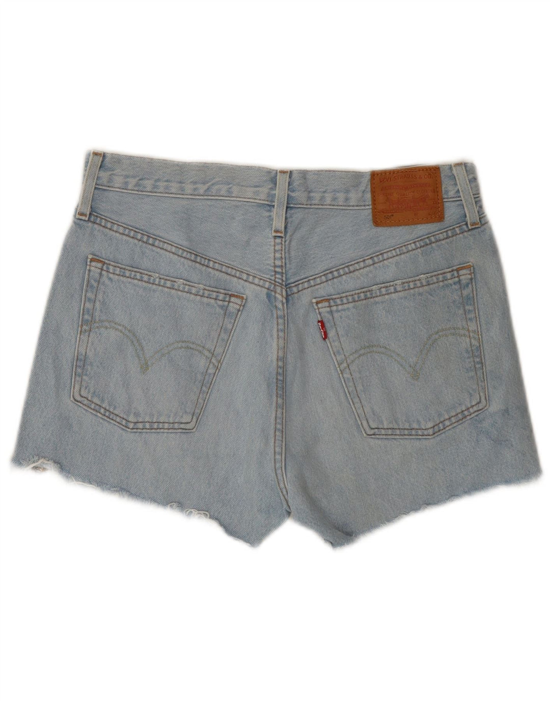 LEVI'S Pantaloncini di jeans a vita alta 501 da donna W26 piccoli in cotone blu