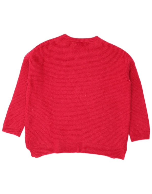 Maglione maglione girocollo da donna Marks & Spencer vestibilità comoda UK 10 piccolo rosso