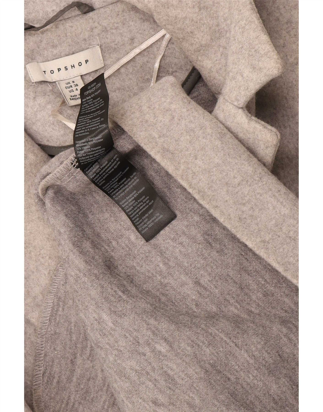 Soprabito oversize da donna Topshop UK 8 piccolo poliestere grigio