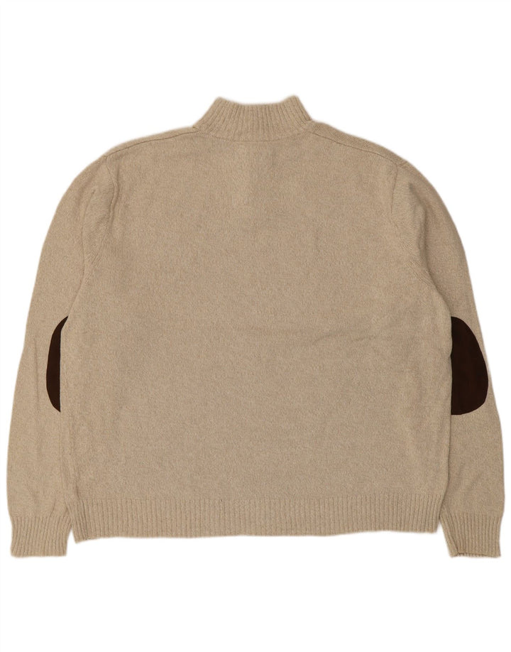 Maglione da uomo Chaps con collo a bottoni 2XL in cotone beige