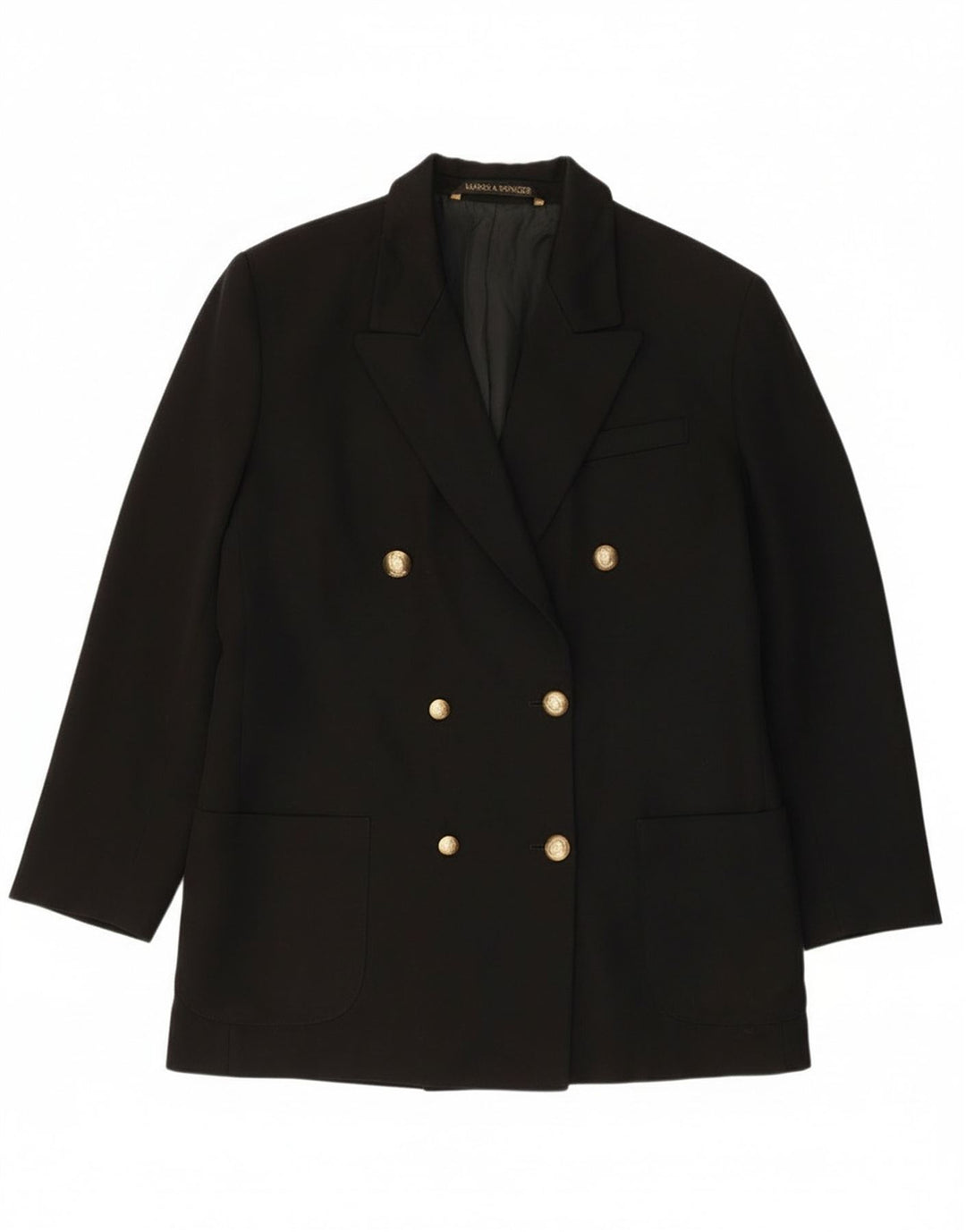 Giacca blazer doppiopetto da donna Marks & Spencer UK 14 grande lana nera