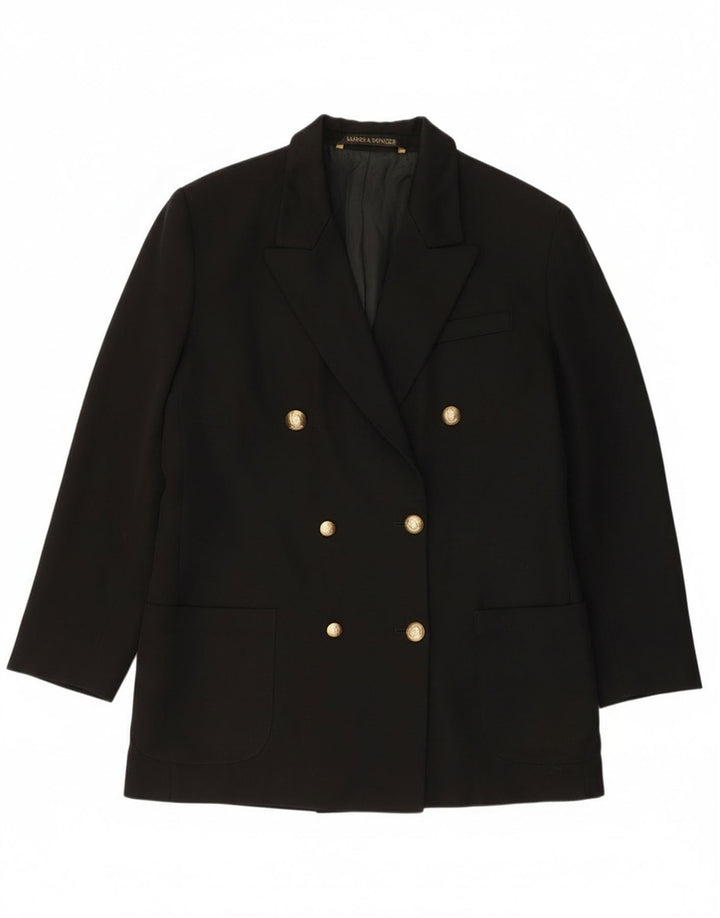 Giacca blazer doppiopetto da donna Marks & Spencer UK 14 grande lana nera