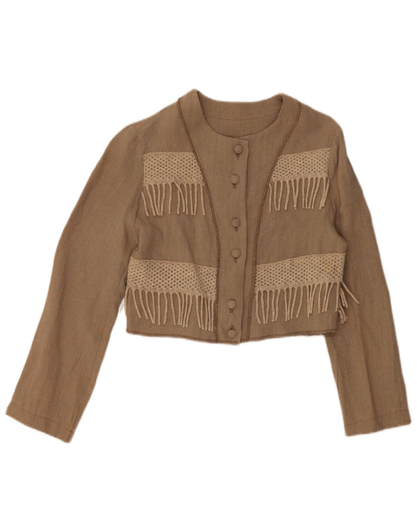 Top Bolero da donna VINTAGE UK 10 piccolo Beige