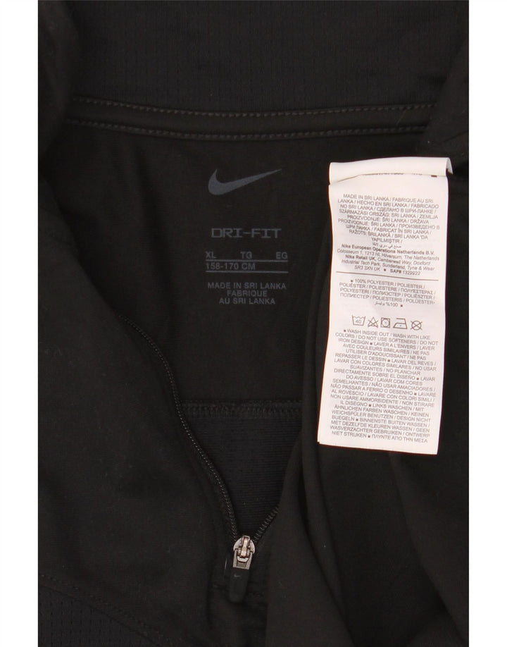 Top della tuta pullover Nike da ragazzo Dri Fit con zip e collo 13-14 anni XL Nera