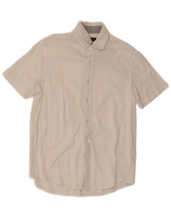 Polo Ralph Lauren Camicia da uomo slim fit a maniche corte in cotone bianco medio