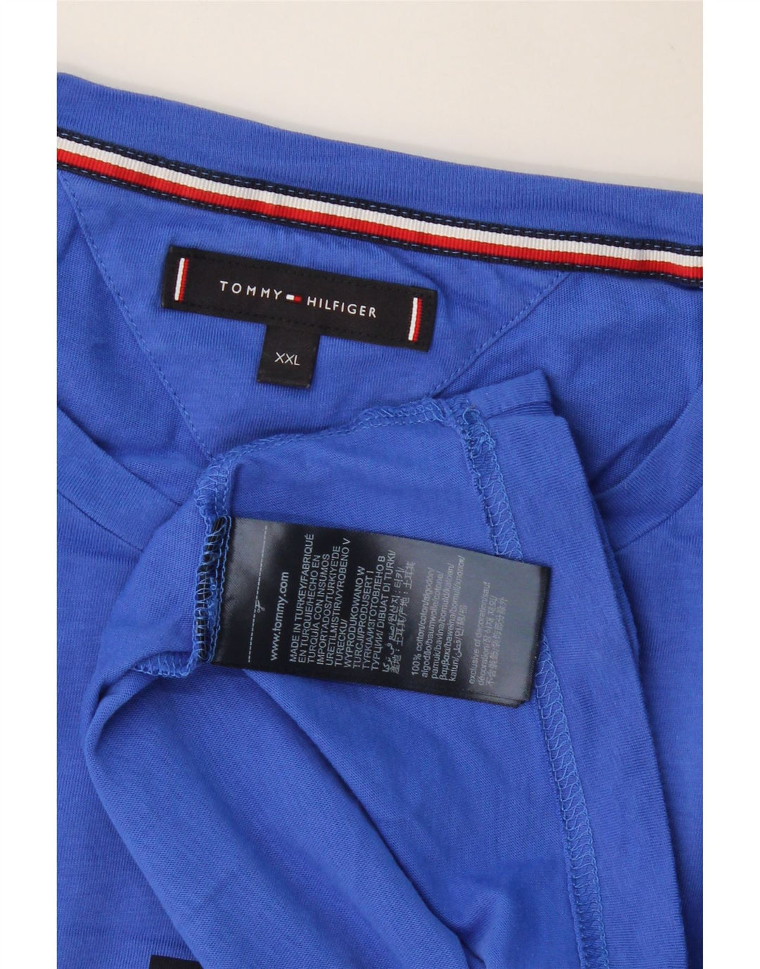 TOMMY HILFIGER T-shirt grafica da uomo Top 2XL cotone blu