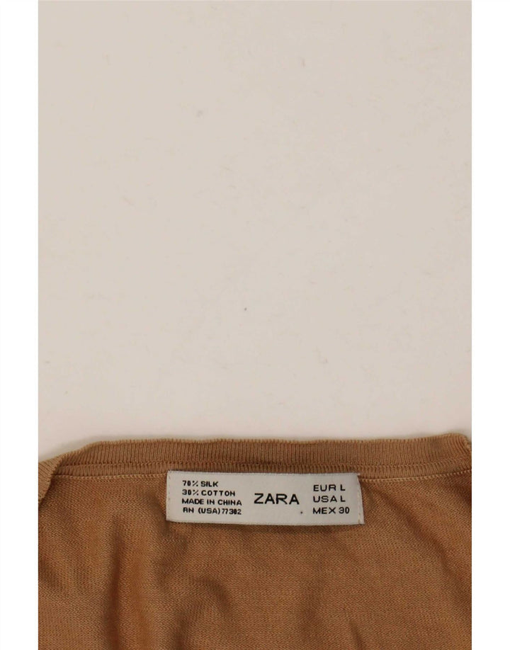 Maglione cardigan da donna Zara UK 16 grande seta beige
