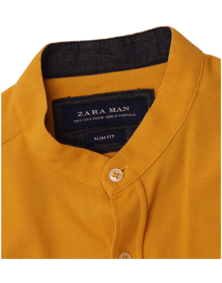 Camicia Zara da uomo slim fit a maniche corte piccola gialla