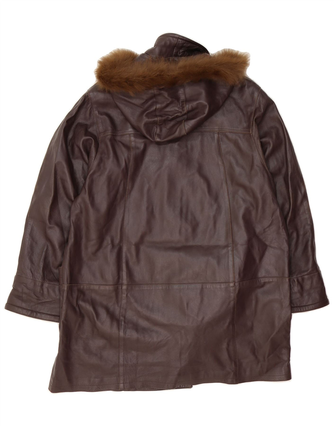 VINTAGE Womens Hooded Leather Coat IT 46 Large Brown Leather Vintage Vintage and Second-Hand Vintage from Messina Hembry 