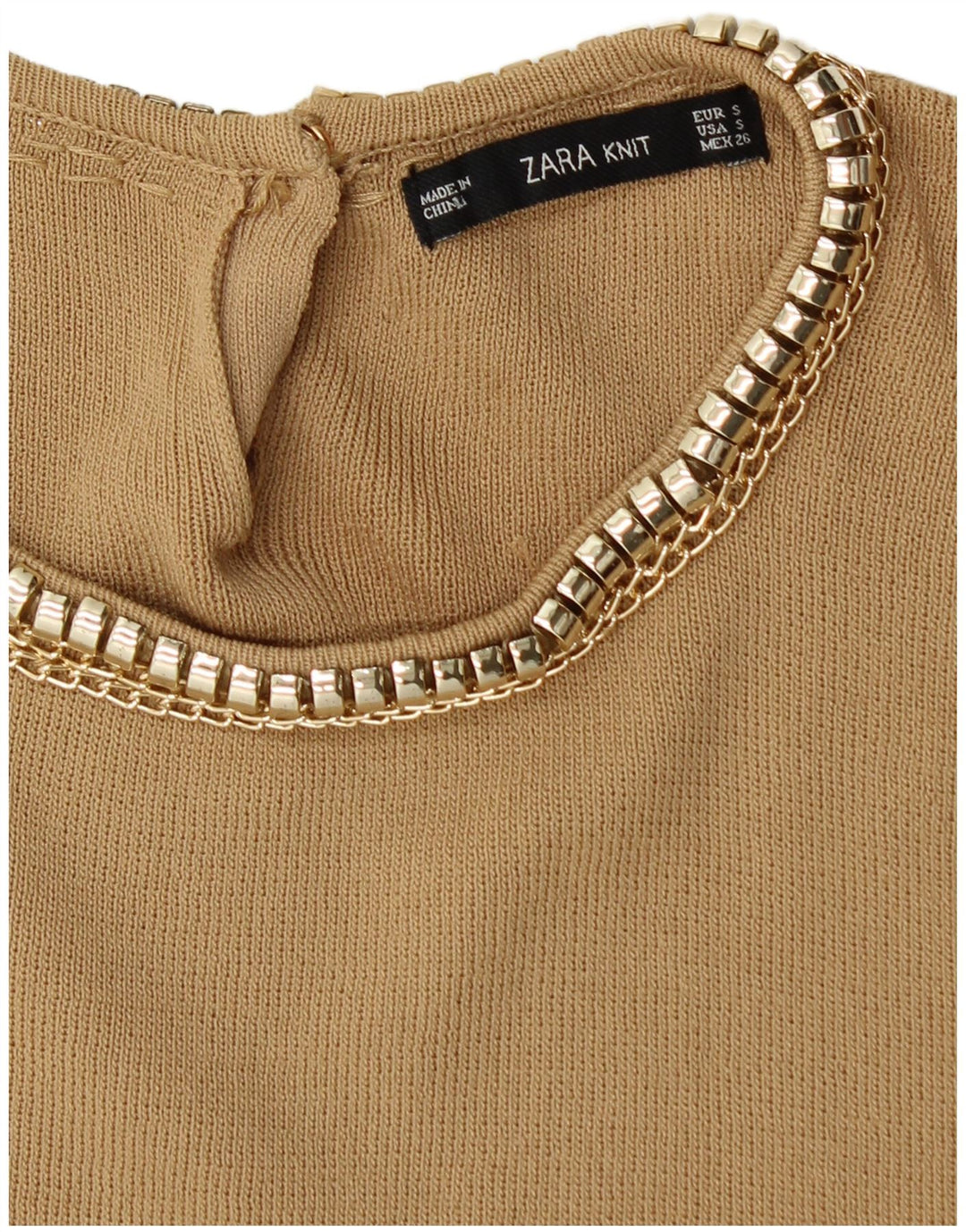 Maglione maglione con scollo a barca da donna Zara UK 8 piccolo beige