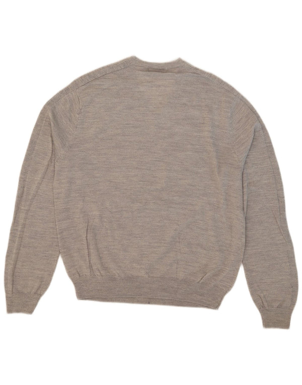 Maglione da uomo con scollo a V Calvin Klein, grande lana merino screziata grigia