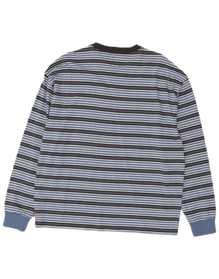 Levi's Uomo Top oversize a maniche lunghe in cotone a righe blu medio