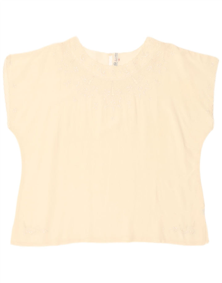 Camicetta trasparente da donna vintage Top IT 44 Seta floreale beige medio