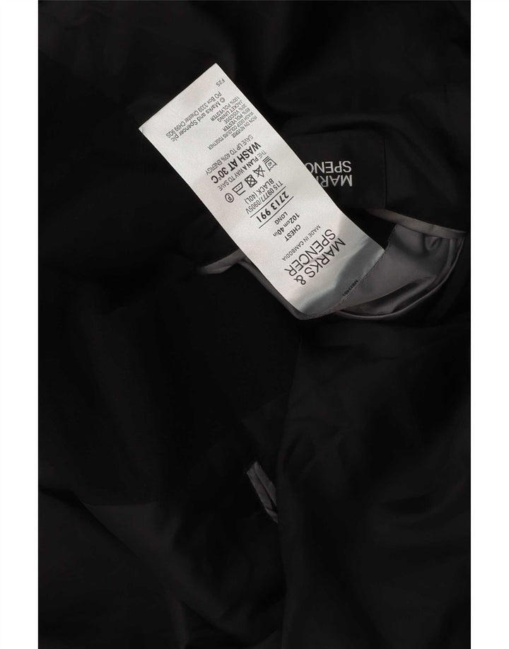 Giacca blazer a 2 bottoni da uomo Marks & Spencer UK 40 poliestere nero medio