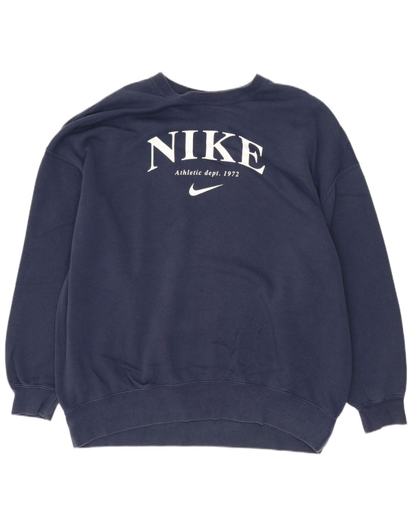 Felpa oversize con grafica Nike da uomo, XS, cotone blu navy