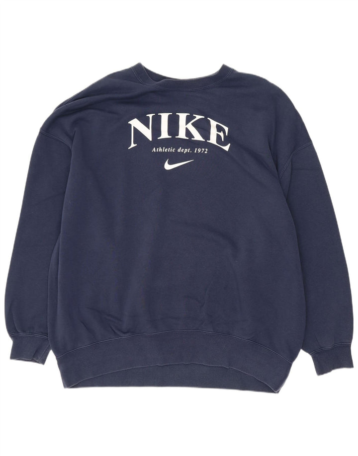 Felpa oversize con grafica Nike da uomo, XS, cotone blu navy