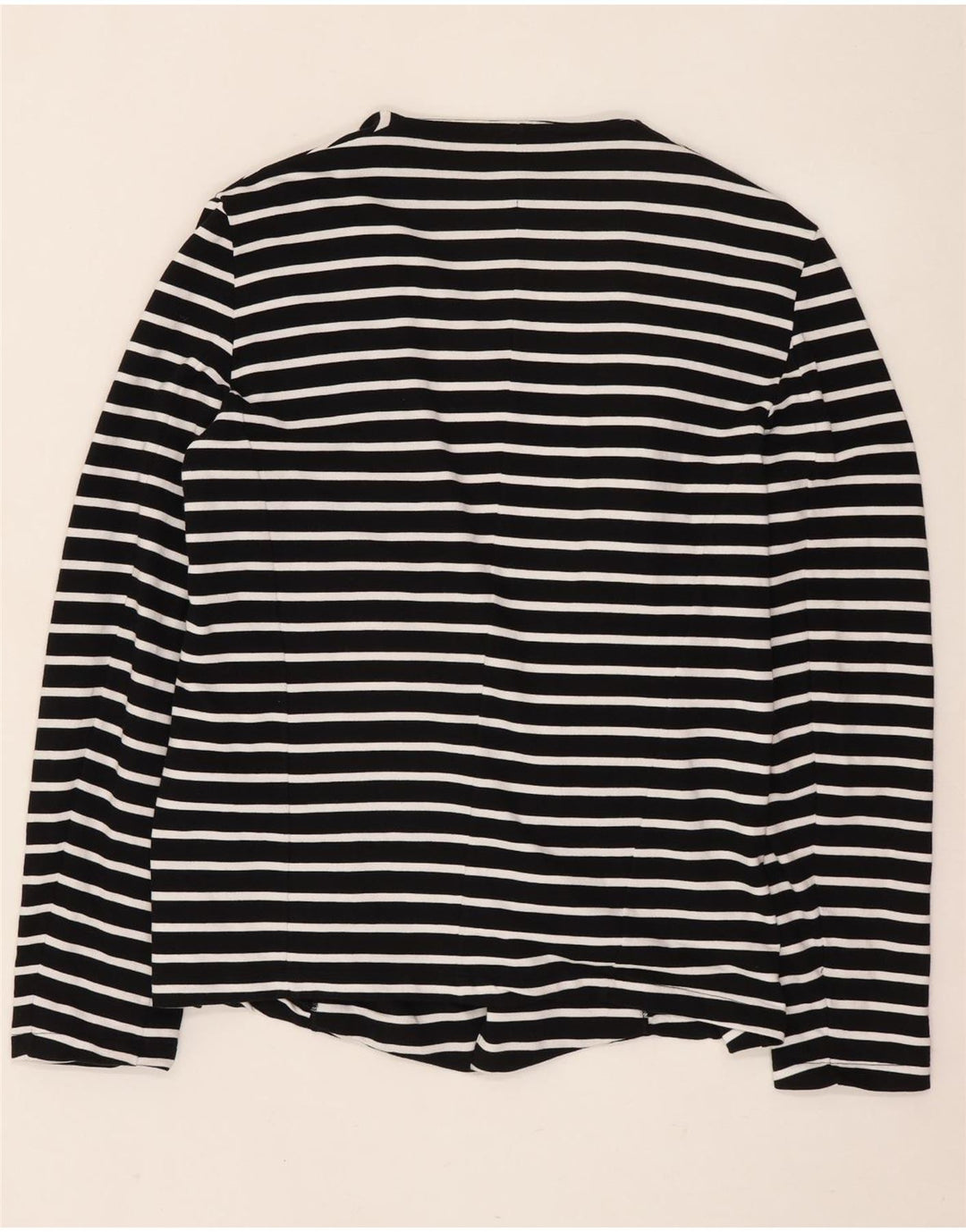 Maglione cardigan aperto da donna Sisley UK 16 grande cotone a righe nere