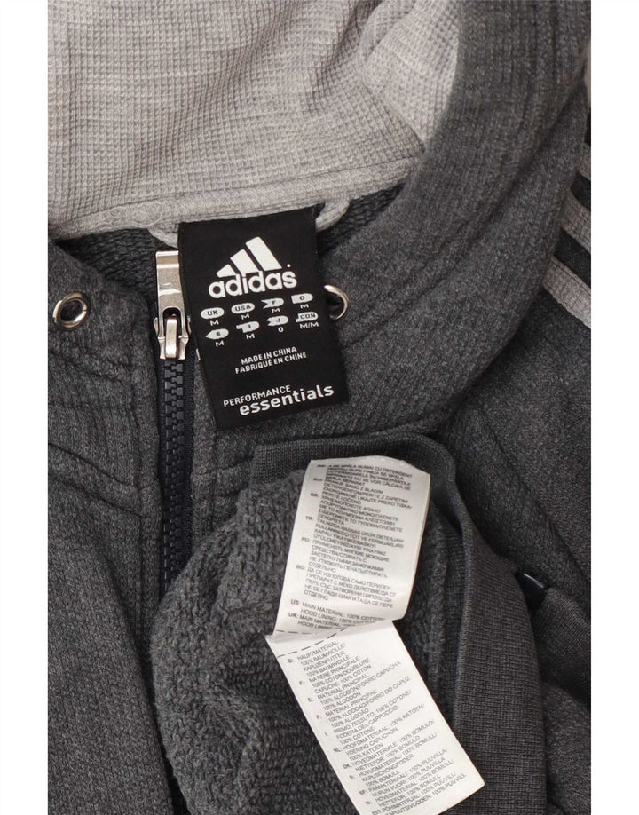 Maglione con cappuccio e zip Adidas da uomo in cotone grigio medio