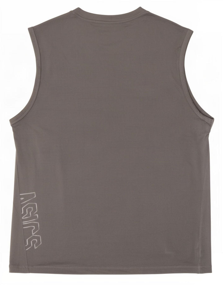 Canottiera grafica da uomo Asics, grande, in poliestere grigio