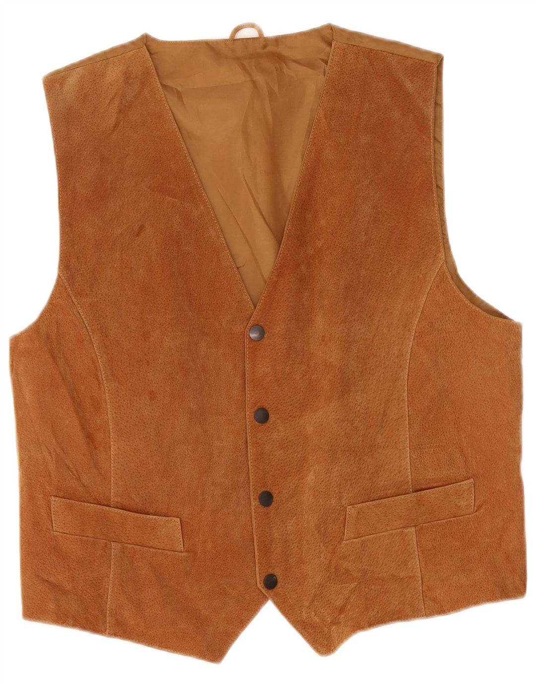 Gilet vintage da uomo in pelle scamosciata XL in pelle marrone