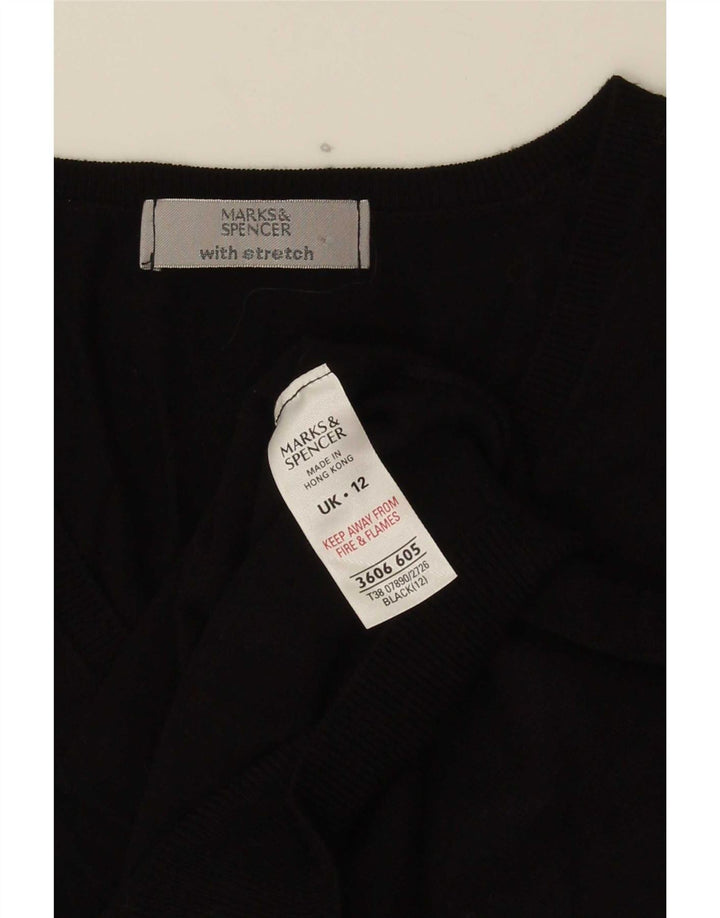 Maglione da donna Marks & Spencer con maniche a 3/4 e scollo a V, UK 12, medio, nero