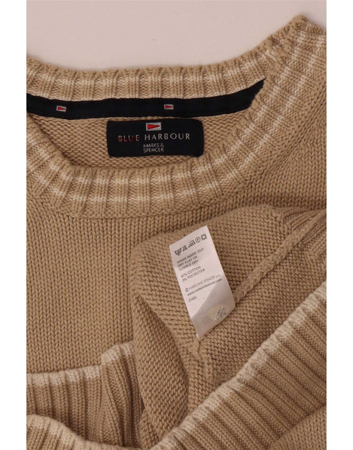 Maglione maglione girocollo da uomo Marks & Spencer blu Harbour grande beige