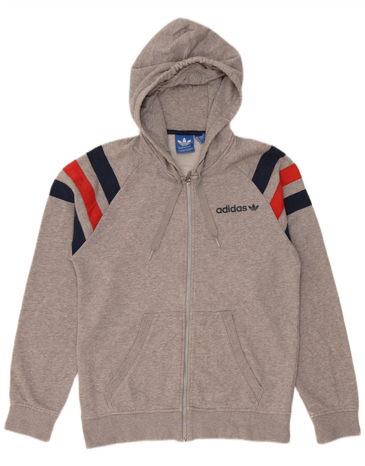 Maglione con cappuccio e zip da uomo Adidas in cotone color block grigio medio
