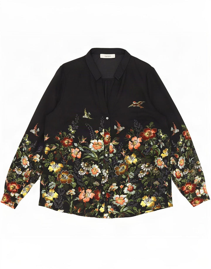 Camicetta militare da donna Oasis UK 14 Poliestere floreale nero medio