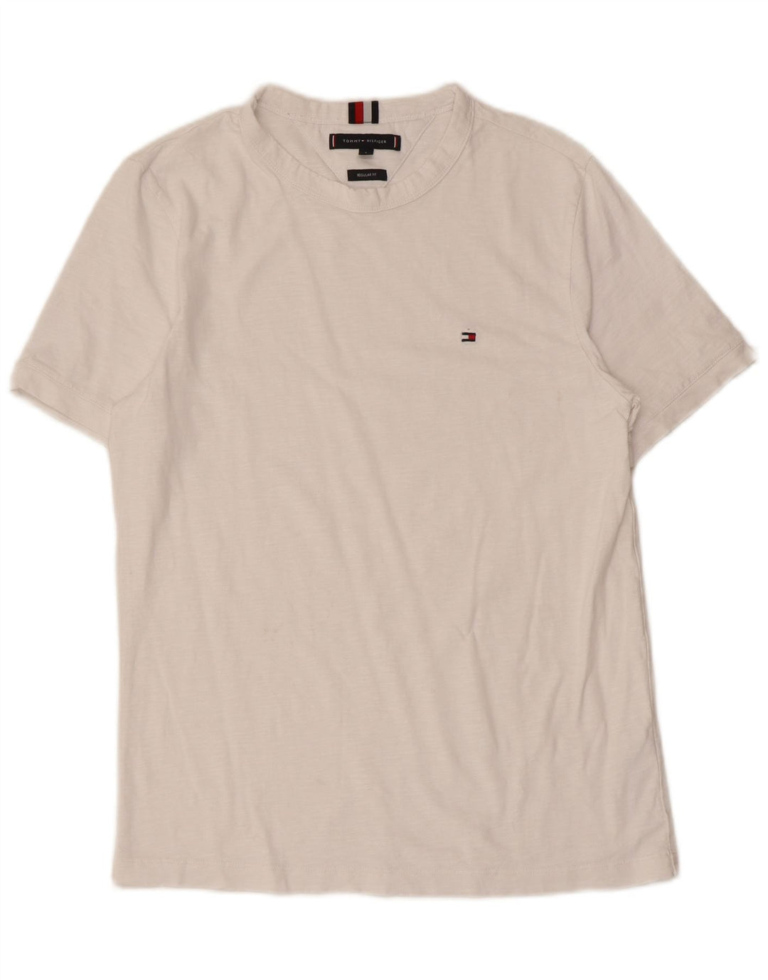 T-shirt da uomo Regular Fit Tommy Hilfiger Top Small in cotone bianco