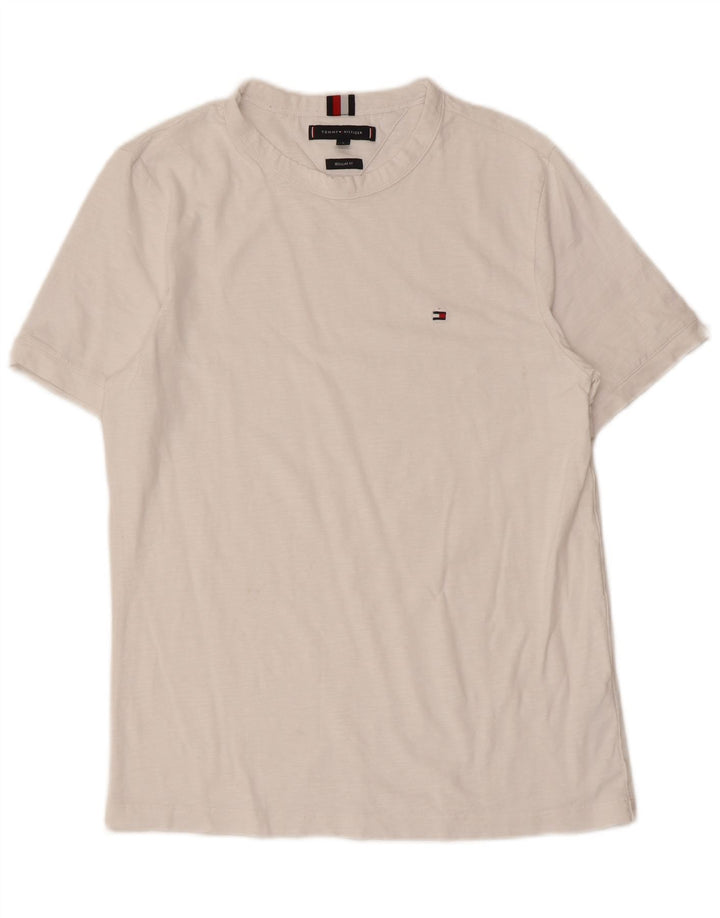 T-shirt da uomo Regular Fit Tommy Hilfiger Top Small in cotone bianco