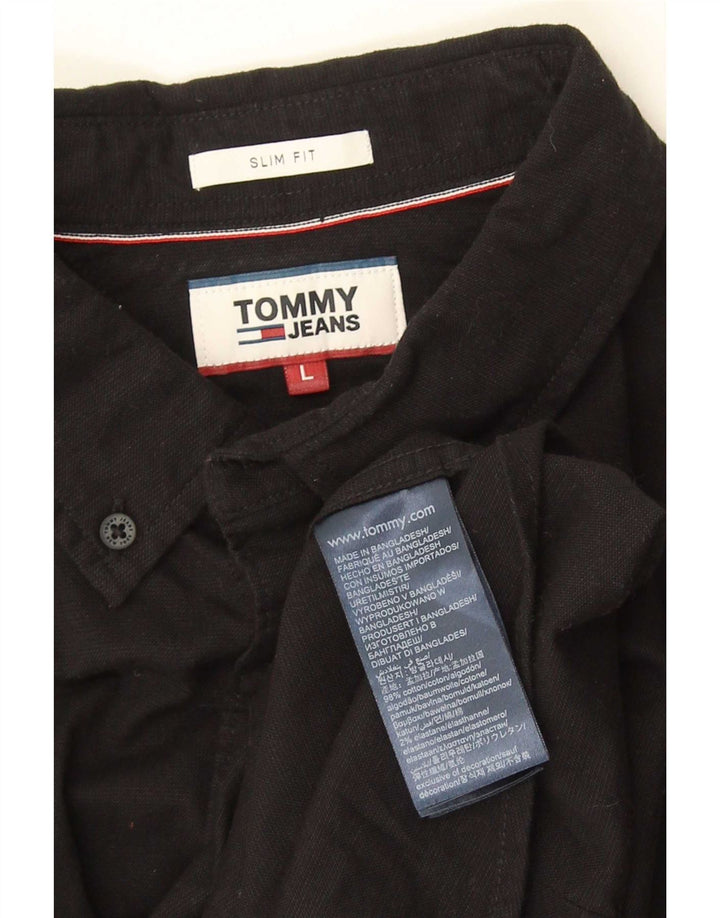 Camicia slim fit da uomo Tommy Hilfiger grande cotone nero