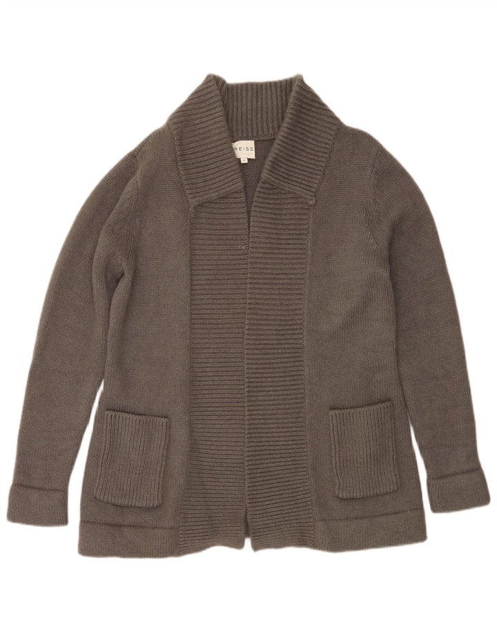 Maglione cardigan aperto da donna Reiss UK 14 Nylon grigio medio