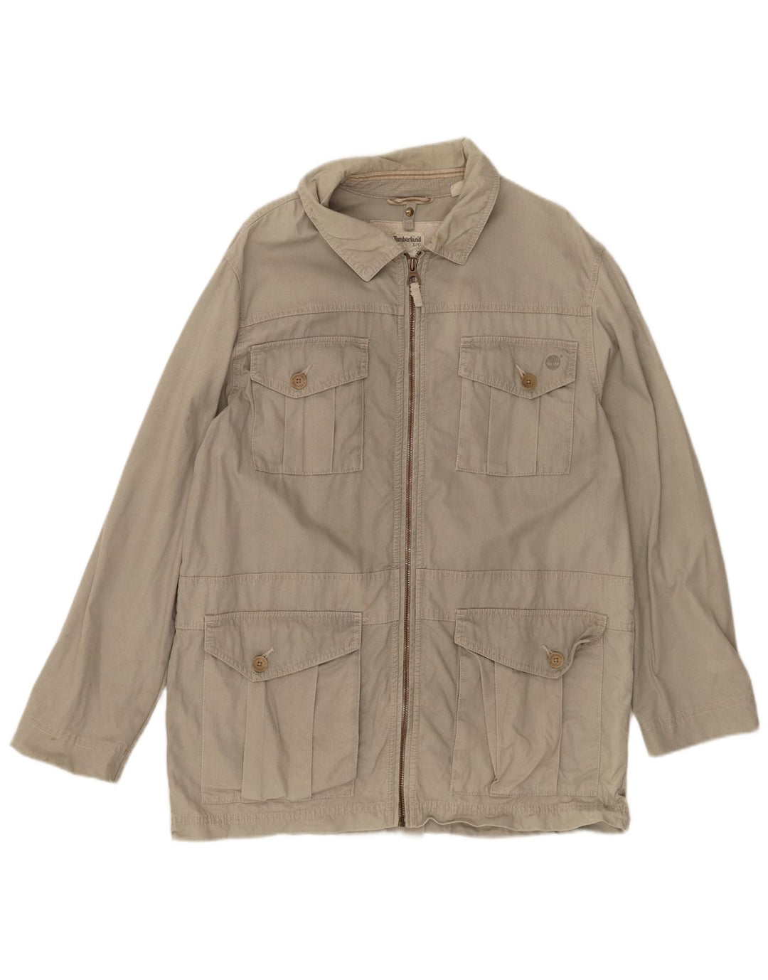 TIMBERLAND Mens Utility Jacket UK 40 Large Grey Cotton