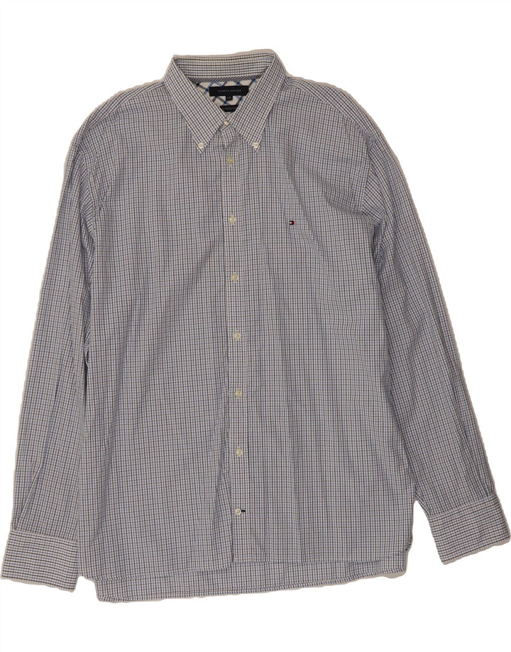 TOMMY HILFIGER Mens Shirt 2XL Blue Check Cotton Vintage Tommy Hilfiger and Second-Hand Tommy Hilfiger from Messina Hembry 