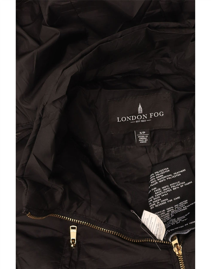 Giacca imbottita con cappuccio da donna LONDON FOG UK 10 piccola in poliestere nero