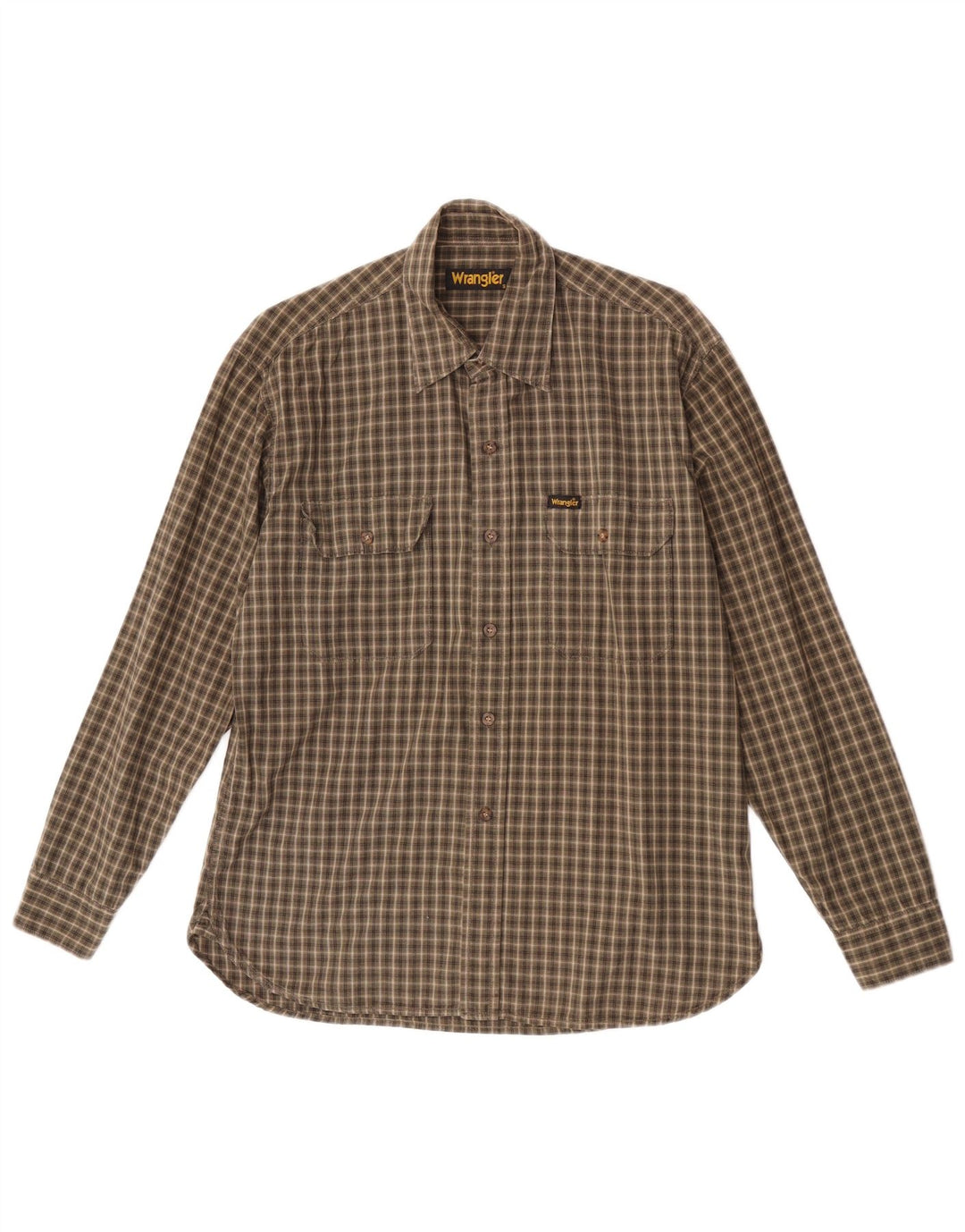 Camicia da uomo Wrangler piccola in cotone a quadri kaki