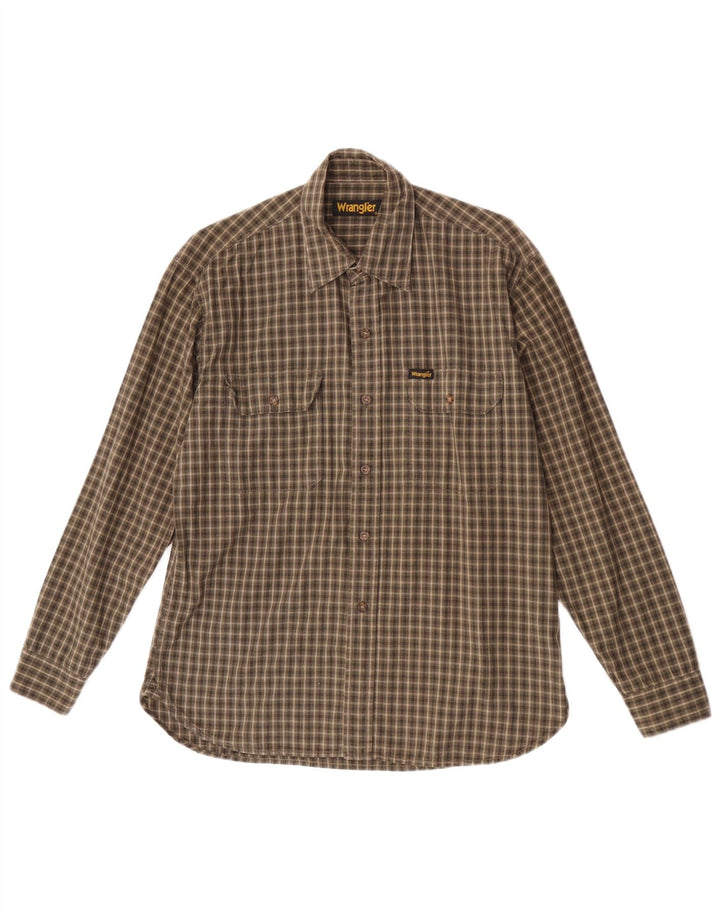 Camicia da uomo Wrangler piccola in cotone a quadri kaki