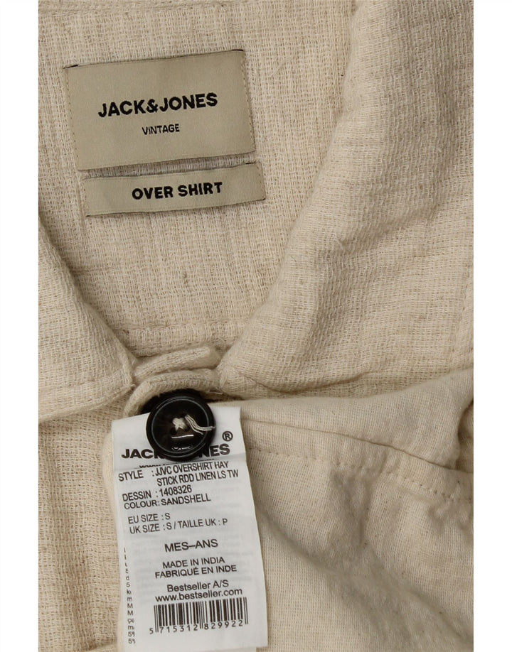 Camicia overshirt da uomo Jack & Jones piccola in lino beige
