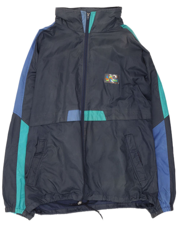 Giacca da uomo con cappuccio Brugi 2XL in poliammide color block blu navy