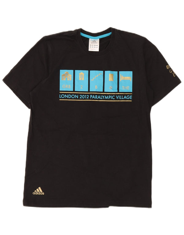 T-shirt grafica da uomo Adidas Top in cotone nero medio