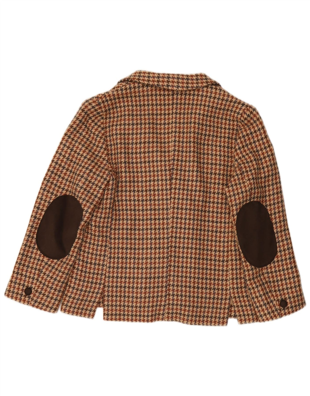Giacca blazer vintage da donna a 3 bottoni UK 12 pied de poule beige medio