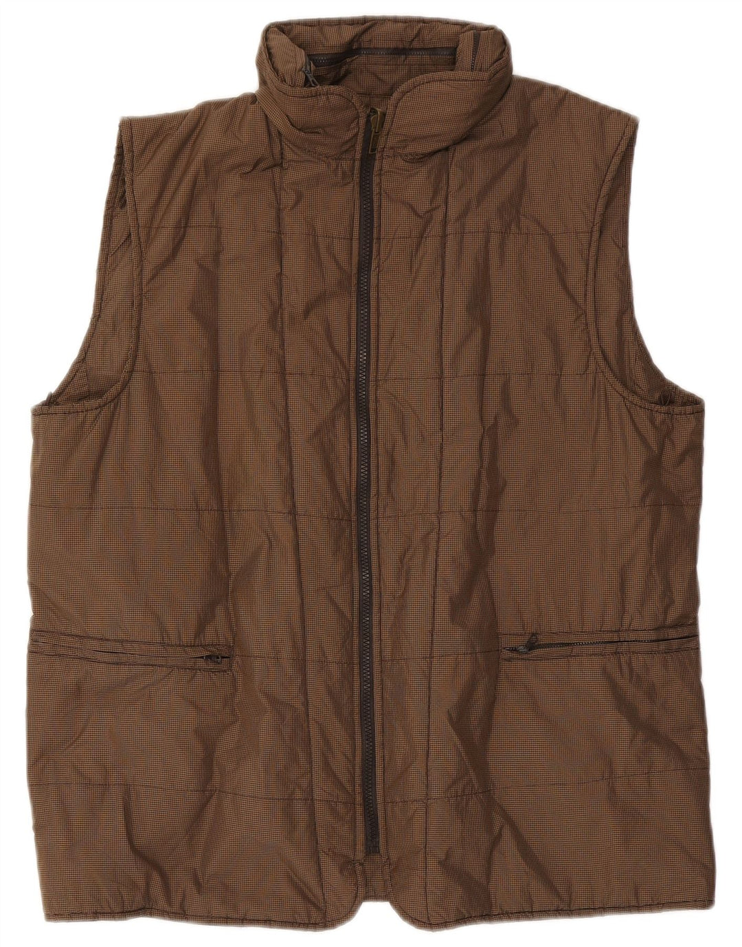 Gilet imbottito con cappuccio da uomo Henry Cottons IT 54 2XL Poliestere a quadretti marrone