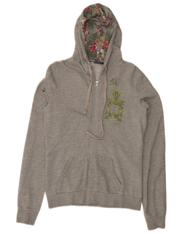 Maglione con cappuccio e zip da donna LOTTO UK 14 grande cotone grigio