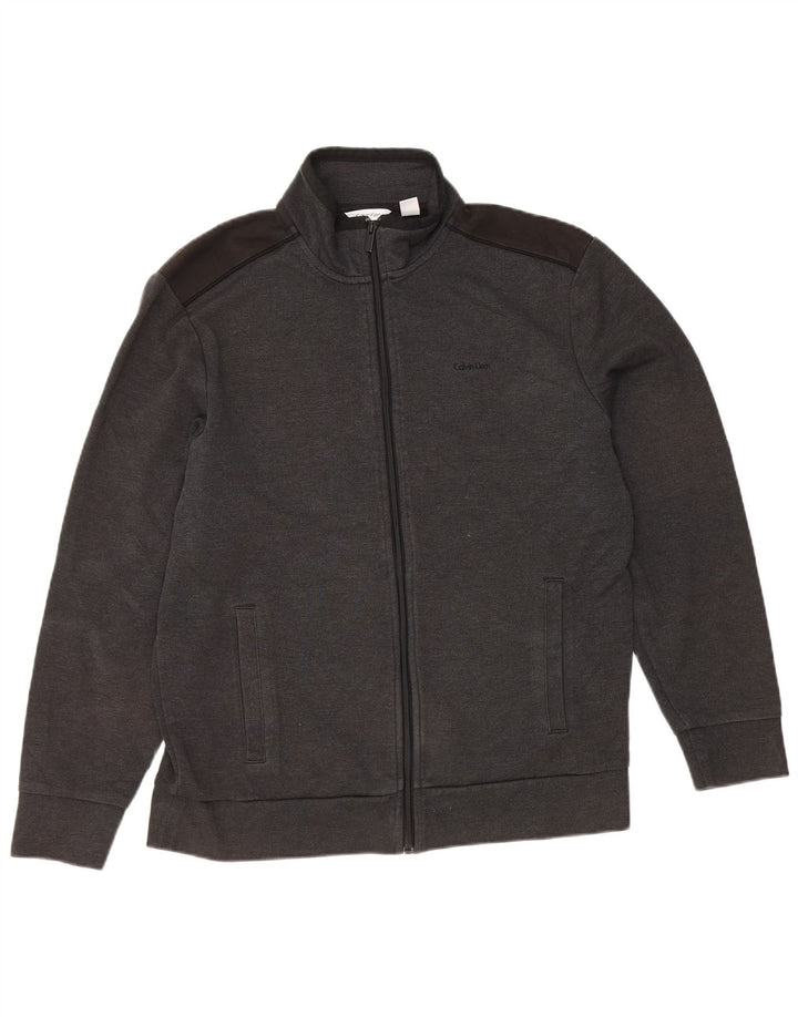 Giacca da tuta da uomo Calvin Klein in cotone color block grigio medio