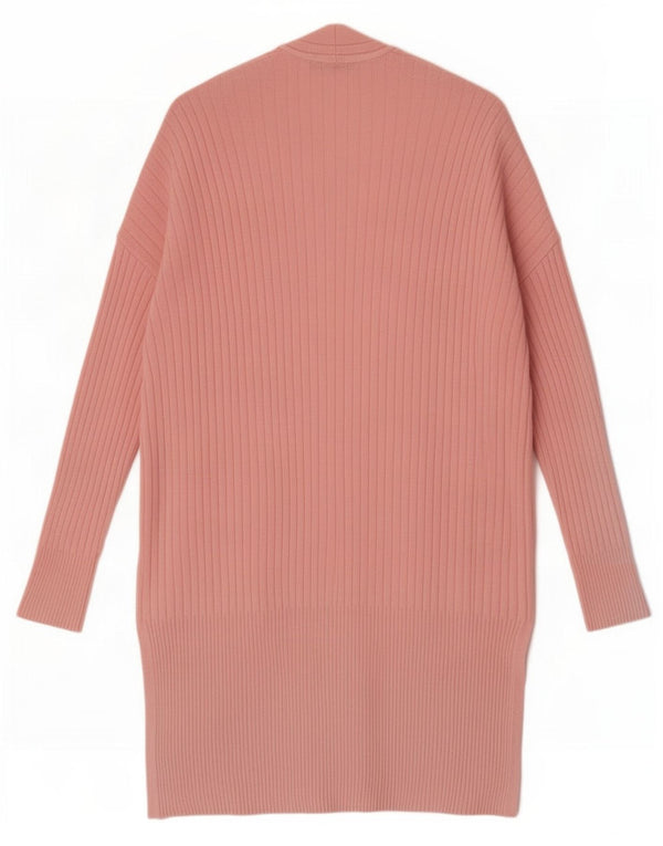 Marks & Spencer Womens Longline Open Cardigan Sweater UK 14 Medium Pink