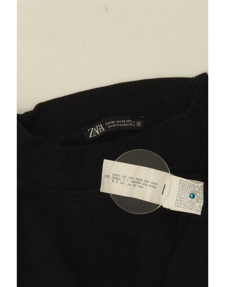 T-shirt Zara da donna Top UK 14 cotone nero medio