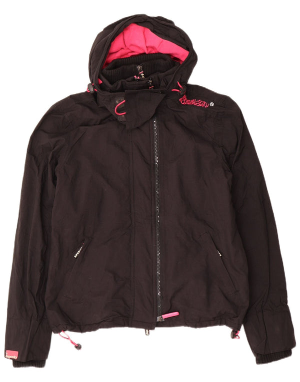 Giacca a vento da donna con cappuccio SUPERDRY UK 16 grande nera