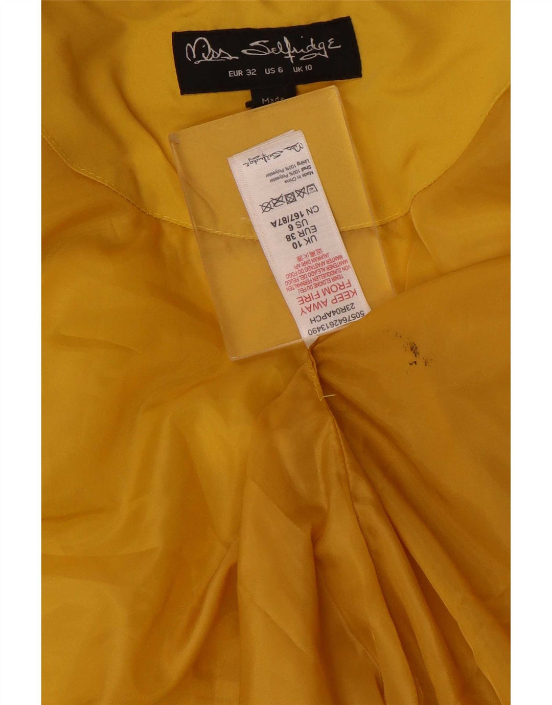 Giacca imbottita oversize con cappuccio da donna Miss Selfridge UK 10 piccola gialla